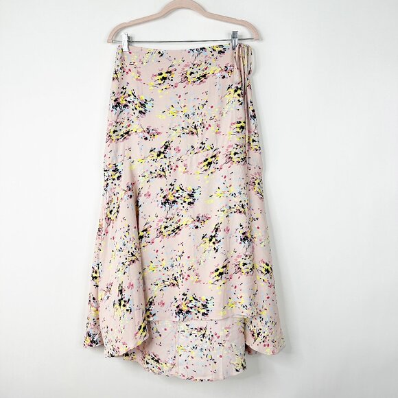 NWT White House Black Market Crepe Midi Wrap Skirt Swirl Sepia Rose #WHBM34 - Picture 2 of 8